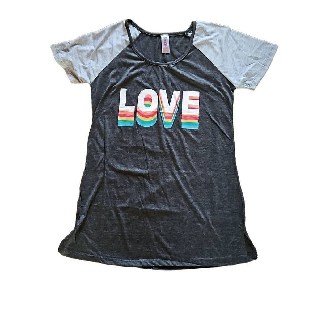 Sleep & Co Love Raglan Short Sleeve Night Shirt Dark Charcol Heather Medium